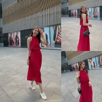 แดง ? SLYQ MADE ? HAZEL BOW BACK CHIFFON MIDI DRESS เดรสยาวผ้าชีฟอง ชุดเดรสออกงาน ไปงานแต่ง