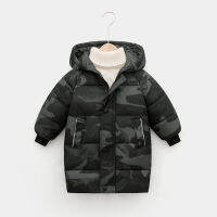 2021 Winter Childrens Boy Camouflage Down Jacket Outerwear Clothes Hooded Teen Girls Cotton-Padded Parka Coats Thicken 2-12Y