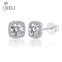 KOJ 0.5CT Square Bag D Color Moissanite Stud Earrings 925 Sterling Silver Versatile Jewelry Fashion Earrings Band Certificate