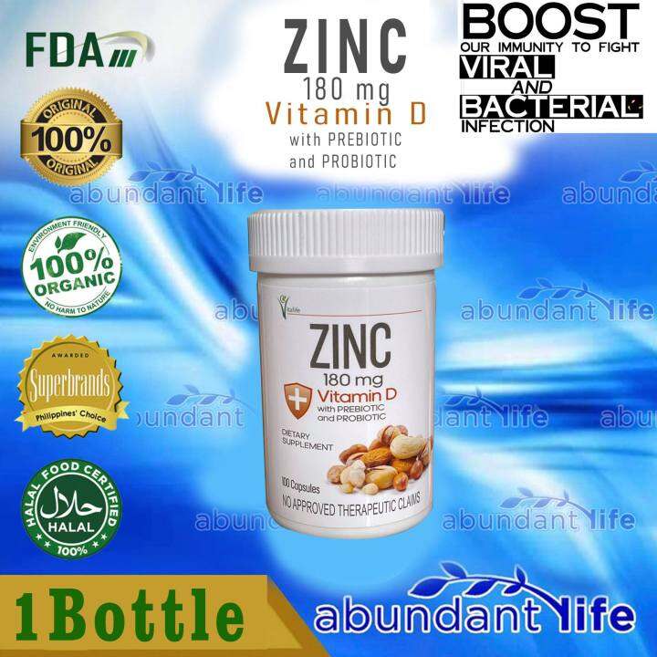 1 Bottle UNOVitalife ZINC Vitamin D with PREBIOTIC AND PROBIOTIC