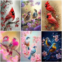 DIY 5D Diamond Painting Bird Flowers Full Round Diamond Embroidery Animal Mosaic Rhinestone Picture Cross Stitch Home Decor Gift