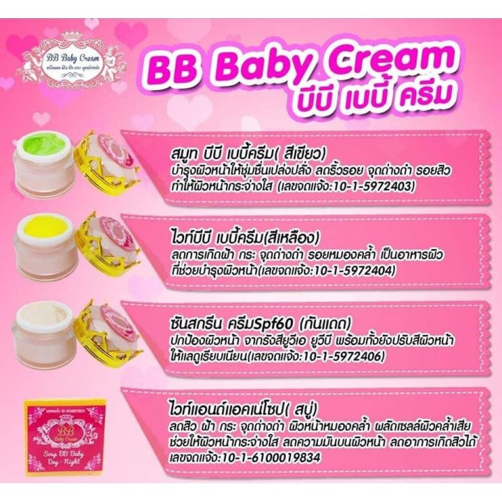 ครีมบีบีเบบี้-bb-baby-cream-ครีมหน้าใส-ไร้สิว-ชุดครีม12กรัม