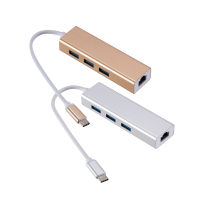 type เลี้ยว rj45 พอร์ตเครือข่ายกิกะบิต TYPE- ฮับ USB3.0 การ์ดเครือข่ายแบบใช้สายภายนอกของคอมพิวเตอร์ตัวแยกสาย