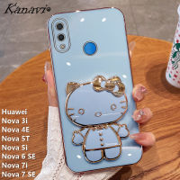 Kanavi เคสโทรศัพท์แฟชั่นสำหรับ Huawei Nova 3i Nova 4E Nova 5T Nova 5i Nova 6 SE Nova 7i Nova 7 SE หรูหรา Electroplated KT กระจกแต่งหน้าแมวซิลิโคนนิ่มฝาครอบโทรศัพท์กันกระแทก