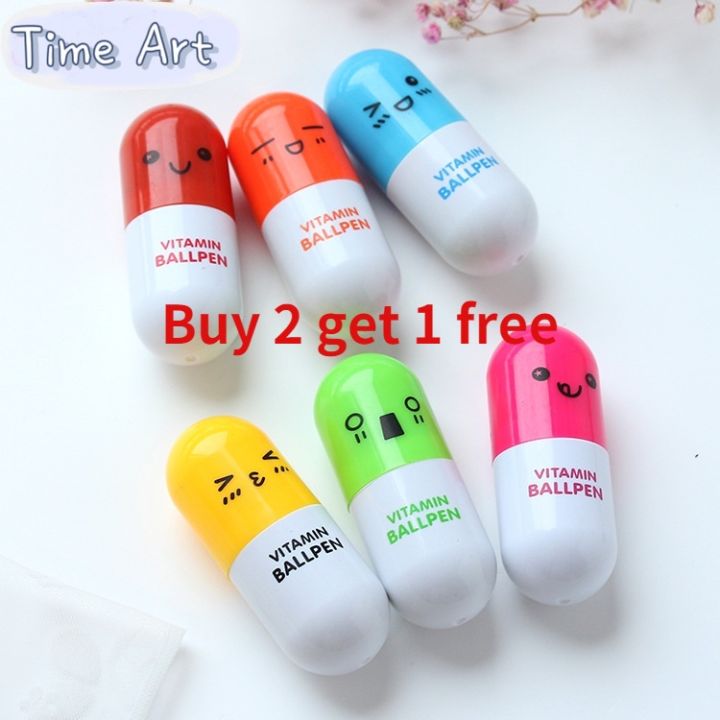 buy-2-ship-1-free-cute-expression-pill-ballpoint-pen-creative-cartoon-capsule-retractable-pen-childrens-gift-stationery
