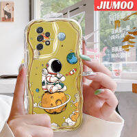 JIUMOO เคสปลอกสำหรับ Samsung กาแลคซี A72 4G A72 5G เคส A71ลายการ์ตูนจรวดนักบินอวกาศเนื้อครีมขอบคลื่นเคสมือถือกันกระแทกแบบใสนิ่มเคสโปร่งใสลายกล้องถ่ายรูปสุดสร้างสรรค์ฝาปิดป้องกันซิลิกาเจล