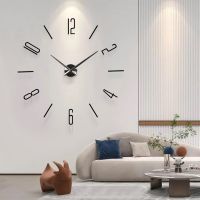 ZZOOI Large Wall Clock Quartz 3D DIY Big Watch Decorative Kitchen Clocks Acrylic Mirror Sticker Oversize Clock Wall Home Letter Decor