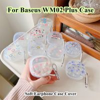READY STOCK!  For Baseus WM02 Plus Case Transparent colorful flower pattern for Baseus WM02 Plus Casing Soft Earphone Case Cover