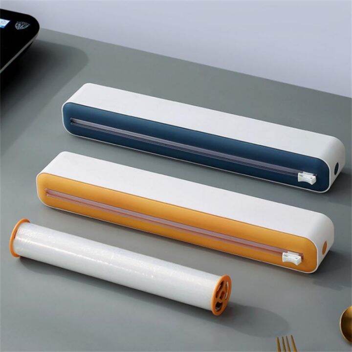 1pc-2-in-1-plastic-wrap-dispensers-food-wrap-dispenser-film-storage-aluminum-foil-slider-cutter-wrap-organizer-kitchen-tool