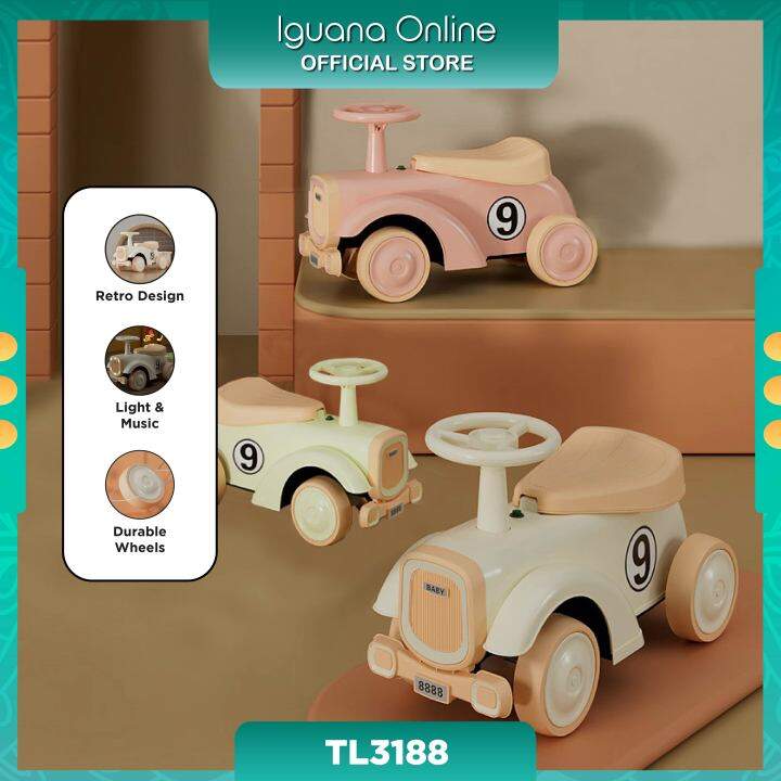 Iguana TL3188 Vintage Retro Car Design RideOn With Music And Light For