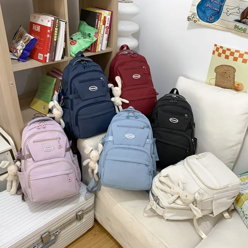 Seetic High Quality Waterproof Nylon Women Backpack For Teenage Girl School  Bag Korean Style College Student Bag Laptop Backpack