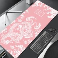 ☋✆❍ Pink and White Japan Dragon Mouse Pad Deskmat Playmat Laptop Anime Gaming Keyboard Rubber Pad Pad on The Table Mouse Mat Pc Rug