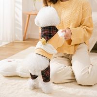 [COD] and winter puppy dog ​​angel wings plaid four-legged coat medium-sized puppies cat pet clothes