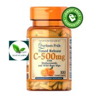 NEW Puritans Pride Vitamin C-500 mg Timed Release / 100 Caplets (วิตามินซี)