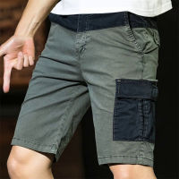 ผู้ชายฤดูร้อนกางเกงขาสั้นผ้าฝ้ายส่วนบุคคลประกบอินเทรนด์ Workwear กางเกงขาสั้นแฟชั่นกระเป๋าใหญ่หลวมกางเกงขาสั้นสบายๆผู้ชายเย็บปะติดปะต่อกัน