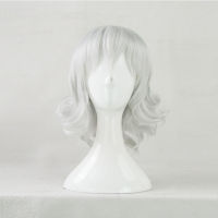 Hunter x Hunter Neferpitou Cosplay Wigs Sliver White Short Curly Wigs With Ears Heat Resistant Synthetic Hair