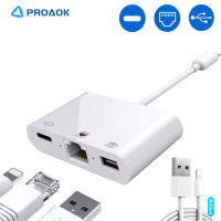 3-In-1สำหรับ Lightning RJ45 Ethernet LAN เครือข่ายอะแดปเตอร์ขนาดกะทัดรัดสำหรับ iPhone 12 Mini Pro Max 11 Xr Xs Max iPad ต่างประเทศท่องเที่ยว10Mbps/100Mbps