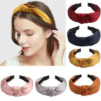 Fashion Silk Knot Headbands for Women Girls Wide Solid Candy Color Twist Hairbands Ladies Hair Hoops Bands Hair Accessories