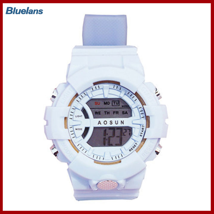 bluelans-นาฬิกาอิเล็กทรอนิกส์ดิจิตอลจอแสดงผลแบบพกพานาฬิกาข้อมือนาฬิกาสำหรับกีฬา