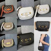 GUESS new European and American fashion retro trend printing hanging g saddle bag chain splicing single shoulder Messenger handbag