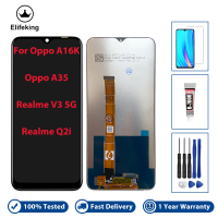 จอแอลซีดีสำหรับ A16K Oppo/A35 Oppo/Realme V3 5G/Realme Q2i จอแสดงผล LCD สัมผัสทำให้เป็นดิจิทัลประกอบหน้าจอสัมผัสไม่ตายพิกเซลพร้อมเครื่องมือฟรี + กระจกเทมเปอร์ + กาว