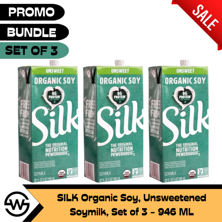 SILK Organic Soy, Unsweetened Soymilk, Set of 3 946 ML Lazada PH