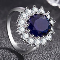 Cellacity Fashionable Oval Sapphire Ring for Women Silver 925 Jewelry with Gemstone Sunflower Princess Anniversary Female Gift