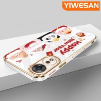 YIWESAN เคสสำหรับ OPPO A58 5G A58X 5G A78 5G เคสสุขสันต์วันปีใหม่ขอบสี่เหลี่ยมเคสมือถือดีไซน์ใหม่บางลายชุบเคสฝาปิดเลนส์เต็มรูปแบบกล้องปกป้องเคสนิ่มกันกระแทก