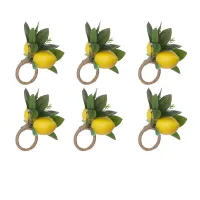 Lemon Napkin Rings Set Of 6 Lemon Vine Leaf Napkin Holders For Dining Table Decor Banquet Wedding Birthday Christmas Shoes Accessories