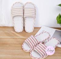 ●✴✗ Linen Four Seasons Indoor Slippers Couple Anti-Slip Soft Sole Home Wooden Floor Flat Sandals Sli