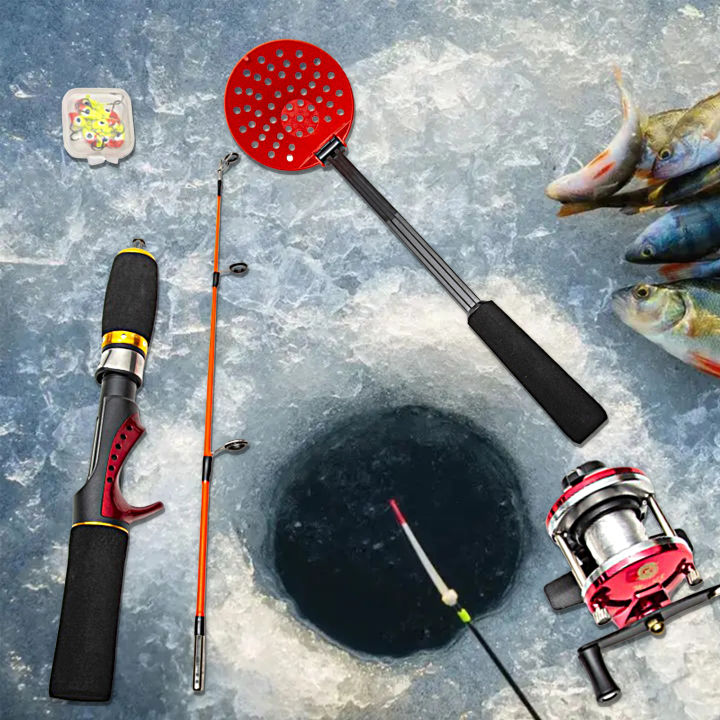 ชุดอุปกรณ์ตกปลาในฤดูหนาว1ชุดอุปกรณ์ตกปลาแบบช้อน-handel-lipat-เบ็ดตกปลาน้ำแข็งแบบพกพาชุดชุดอุปกรณ์ตกปลาน้ำแข็งทนทานน้ำหนักเบาสำหรับตกปลาน้ำแข็งผสม