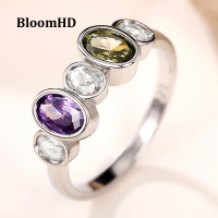 BloomHD แหวนชุบทองคำขาวเซอร์โคเนียหลากสีสำหรับผู้หญิงและเด็กผู้หญิง