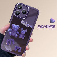 เคสโทรศัพท์ Realme C51 Realme 11 4G C53 C55 NFC Phone Case เคส Realme11 Pro + 5G เลนส์ในตัวปลอกฟิล์มป้องกันข้อเสนอสุดฮอตสีทึบโบว์ตุ๊กตาหมีสามมิตินิ่มโปร่งใสฝาหลัง2023