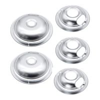 Drip Pan Kit Metal Stove Drip Pans Universal Chrome Burner Drip Bowls Replacement for Kitchen Aid Range W10196405 &amp; W10196406