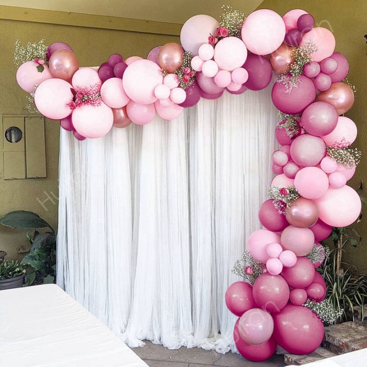 บอลลูนสีชมพู-garland-arch-ชุด-happy-birthday-party-decor-เด็กทารกฝักบัว-globo-งานแต่งงานวันเกิด-ballons-party-supplies-iewo9238