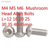 ™❁✇  20/10pcs M4 M5 M6 Bolt Mushroom Head Allen Bolts Hexagon Socket Cap Round Head Screw A2 304 Stainless Steel  L 12 45mm 16 25 30