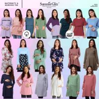 SummerGlitz Maternity &amp; Nursing Floral Blouse Baju Kain Mengandung Menyusu Muslimah Lengan Panjang