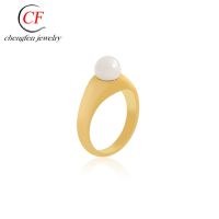 [COD] and retro palace style pearl ring female temperament net red same 14K gold titanium steel