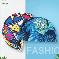 2022 NEW 1PC High Elastic Swimming Cap Free Size Solid Flowers Printed Long Hair Sports Swim Pool Hat Nylon Turban Men Women Swim Caps