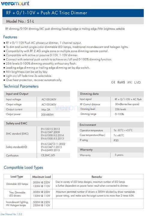 skydance-s1-l-ac-110v-220v-1ch-2a-rf-01-10v-push-ac-phase-cut-dimmer-1ช่องเอาต์พุต200-480w-สำหรับหรี่แสงได้-led-โคมไฟ