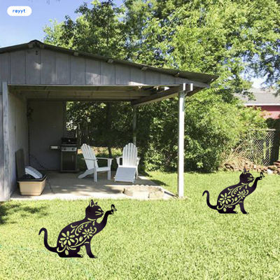 GHJ รูปปั้นแมวสีดำงานศิลปะสำหรับตกแต่งสำหรับสนามและเตียงดอกไม้ทางเดินสนามหญ้าสนามหญ้า
