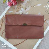 2023 New★ Womens leather long wallet imported pure sheepskin ultra-thin wallet rectangular two-fold ticket holder brown in hand