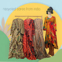 Bohemian Gipsy Dress made with Old Saree from India  high-low frill