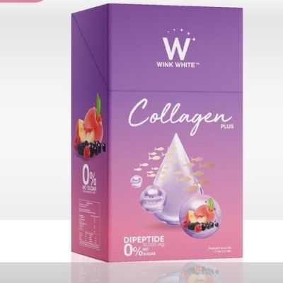 WINK WHITE W Collagen Plus สูตรใหม่   วิงค์ไวท์ ดับเบิ้ลยู คอลลาเจนพลัส 1กล่อง7ซอง