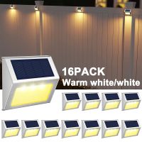 【CW】 Outdoor LED Lights Solar Powered 3LED Waterproof Garden Wall Lamp For Fence Deck Stair Lights Decoration