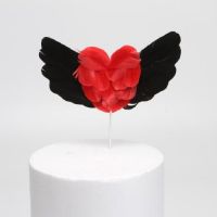 Douyin cake decoration insert card angel white feather wings birthday cake flag baking decoration plug-in