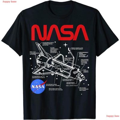 【2022New】happy base องค์การนาซา เสื้อยืดชาย เสื้อเชิ้ตหญิง NASA Space Shuttle Schematic Layout T-Shirt เสื้อยืดพิมพ์ลาย