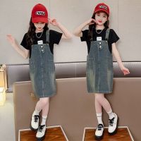 CUI YI SHOP denim suspender summer dress 2023 foreign style new medium and large childrens fashionable short