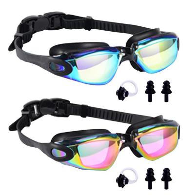 Swim Goggles Set No Leaking Swimming Goggles for Adult Anti-fogging Waterproof Plating Adult Pool Goggles with Nose Clip and Earplugs value