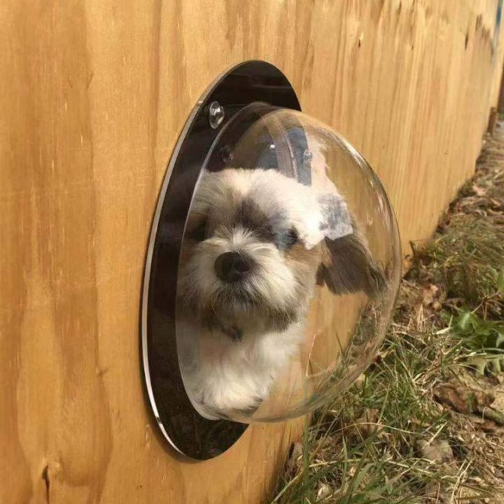 สุนัข-porthole-window-วงกลมโปร่งใสสำหรับรั้วสัตว์เลี้ยง-peek-ดู-out-อะคริลิคทนทานสุนัขโดม-backyard-house-ลดลง-bark